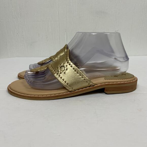 Jack Rogers Leather Thong Gold Metallic Sandals Shoes Size 8.5 - Picture 4 of 11